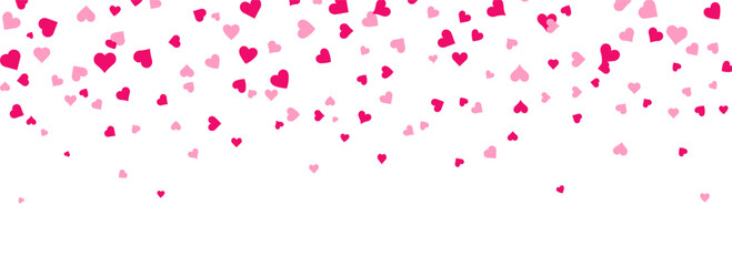 Pink Heart Confetti on White Background. Valentine's Day Heart Confetti Illustration