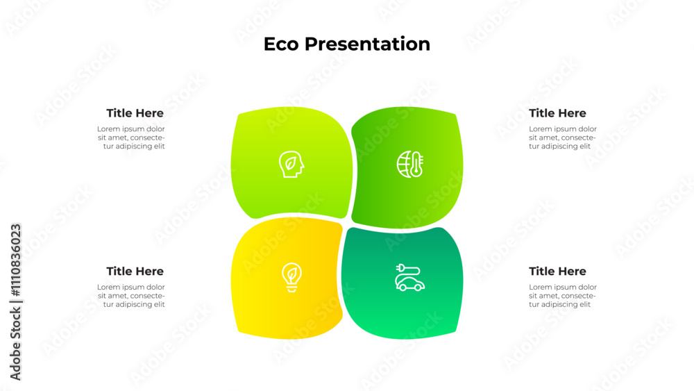 Aufkleber minimalist eco infographic featuring a 4 leaf cycle design with icons representing sustainability co