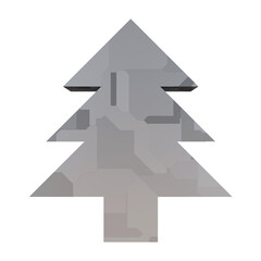 3D Christmas Tree made of gray texture on transparent background