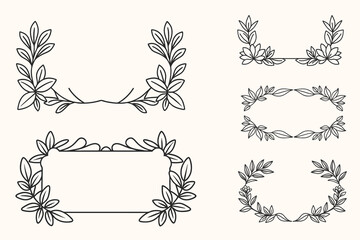 Bundle of Floral Board vector silhouette line art style