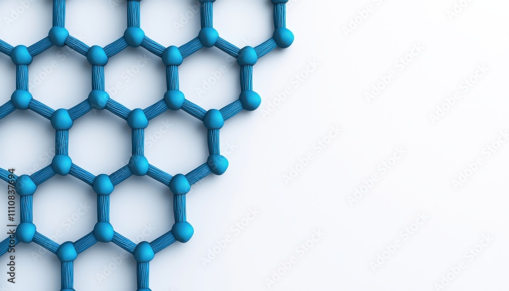 Aufkleber A close-up of a blue hexagonal graphene structure against a white background, showcasing its unique molecular arrangement.