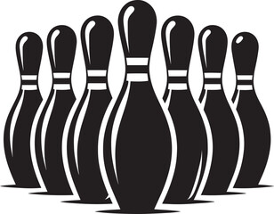Bowling ball strike pin silhouette vector illustration isolated on a white background