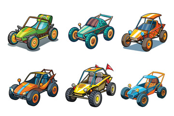 Set of Buggy vector illustrations isolated on a white background