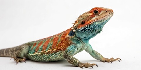 Obraz premium Colorful reptile sits in isolation with vibrant scales and patterns, isolated, blue