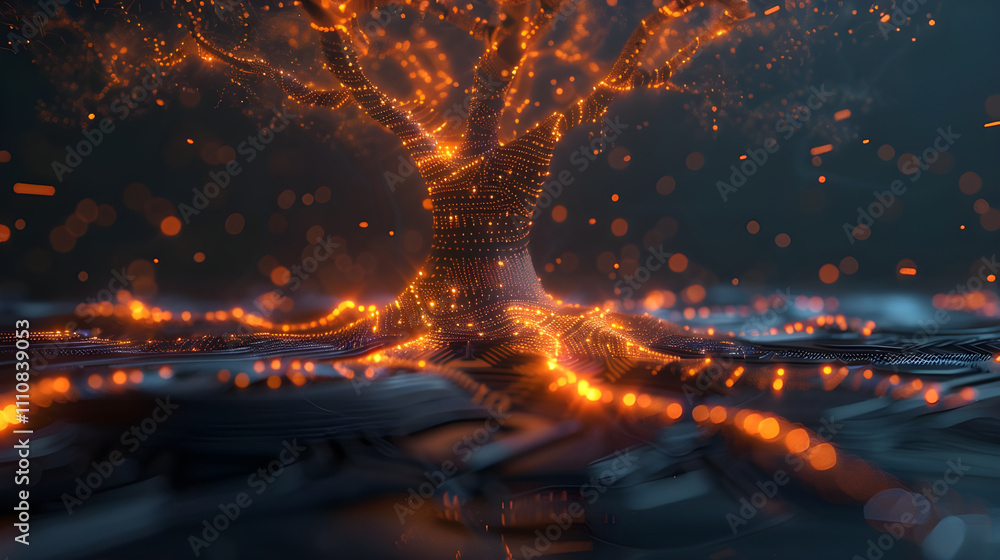 Aufkleber digital particles converge in a luminous vortex, creating an ethereal technological landscape of flo
