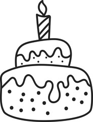 Birthday cake outline doodle illustration