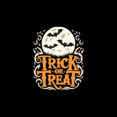 Trick or Treat, vector hand written lettering for Halloween