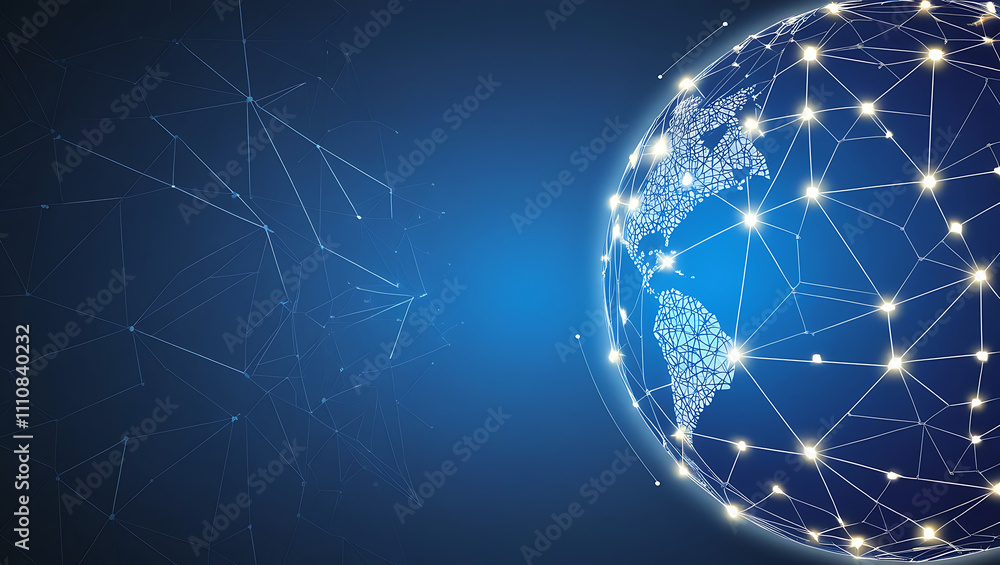 Aufkleber networked globe symbolizing global connectivity and technology background, digital globe with networ