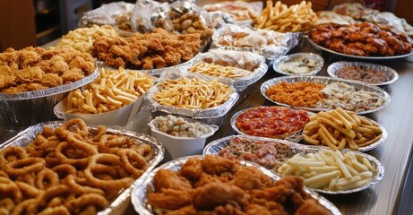 Assorted Take-Out Food. AI generated illustration.