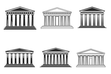 Obraz premium Greek Temple vector silhouette set