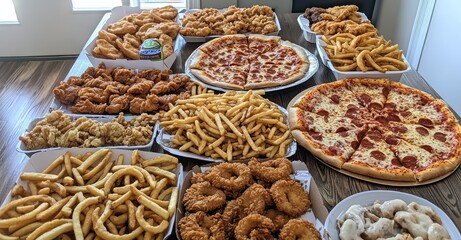 Assorted Take-Out Food. AI generated illustration.