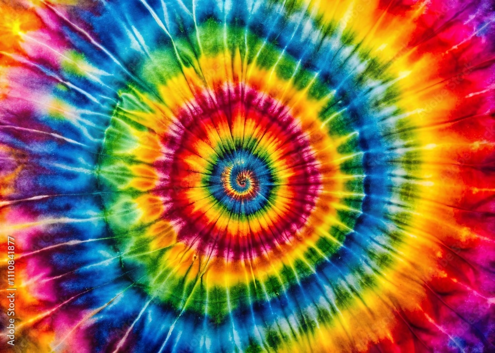 Poster vivid rainbow spiral tie dye pattern showcasing a colorful array of spiraling colors in a whimsical 