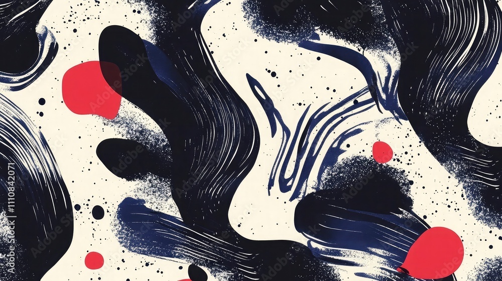 Poster abstract pattern with bold ink strokes and dynamic shapes