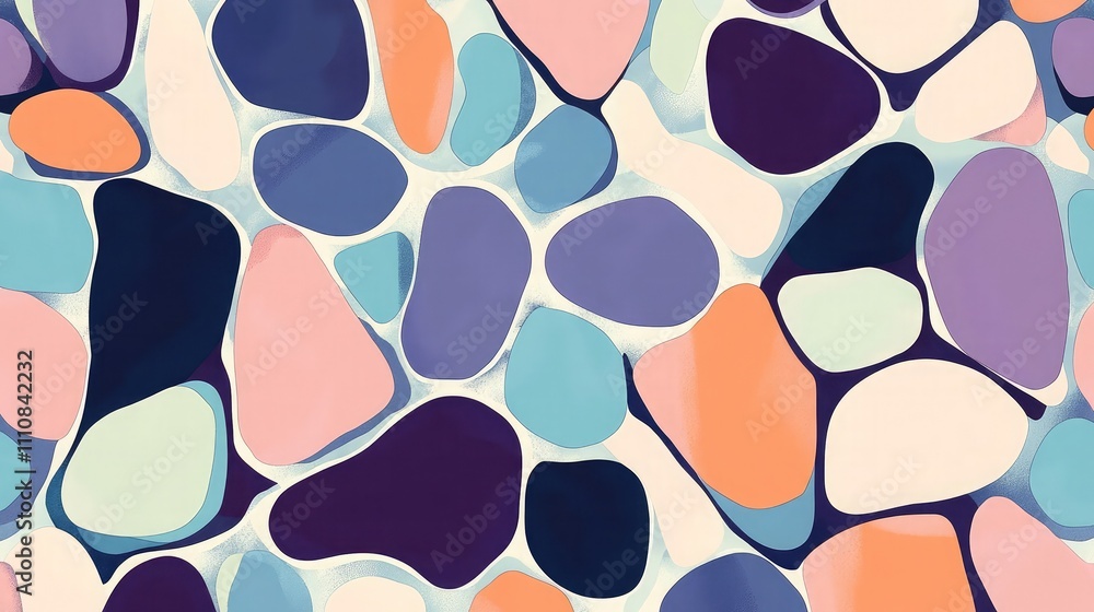 Aufkleber abstract pebble pattern with irregular shapes in pastel tones