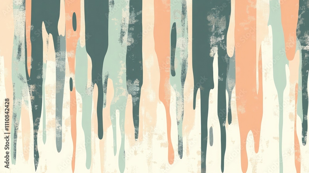 Poster abstract rain-like pattern with dripping lines in soft colors
