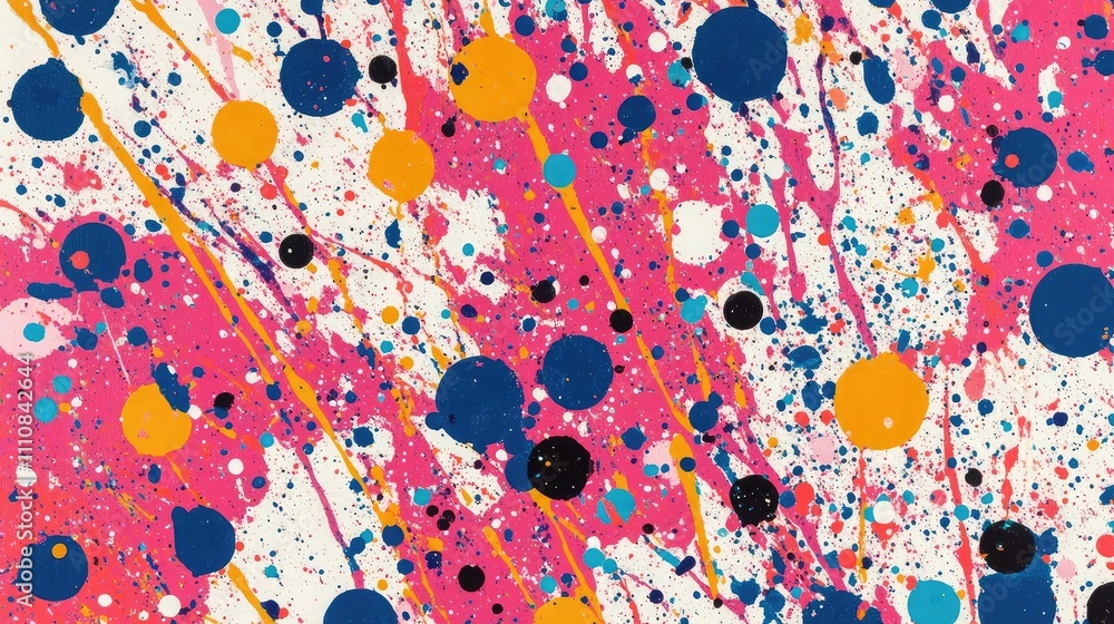 Poster abstract splatter pattern with bright contrasting colors
