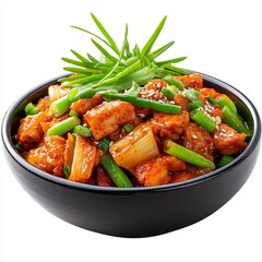 Delectable Korean Side Dish Geotjeori with Vibrant Vegetables on White Background