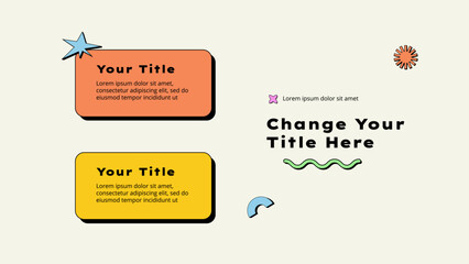 Neobrutalism presentation slide. Business data analytics y2k trendy design