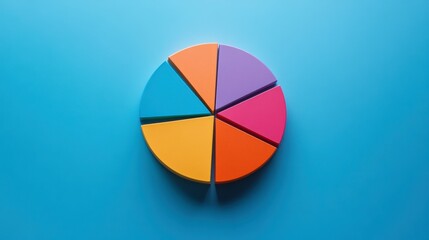 Skill Distribution Represented in a Colorful Pie Chart on a Solid Blue Background. Generative AI