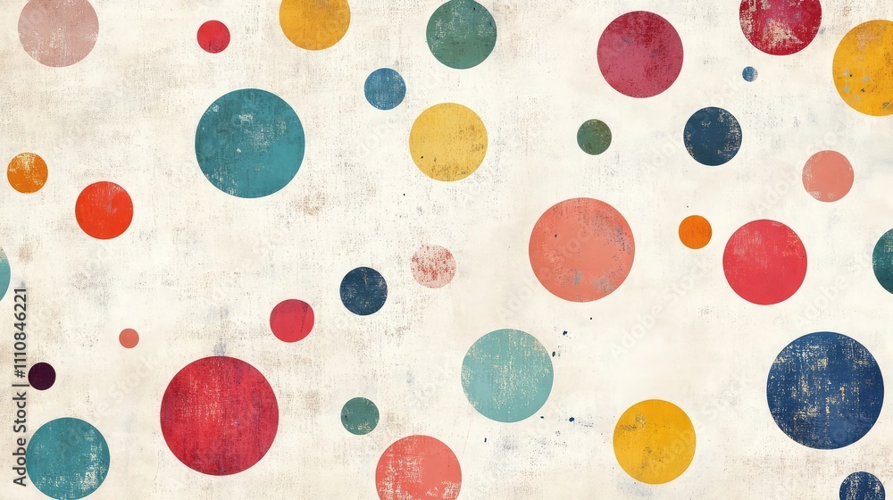 Aufkleber colorful polka dot pattern with varying sizes on a textured background