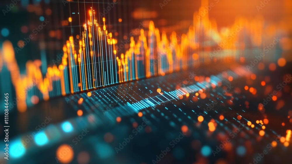 Poster three-dimensional line graph depicting upward trends in business and finance data analysis. generati