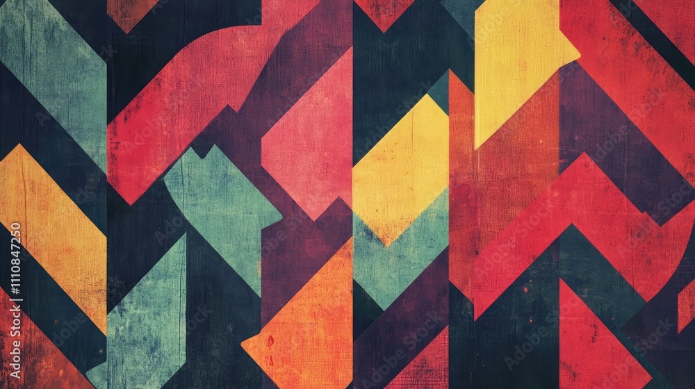 Poster dynamic arrow pattern pointing in alternating directions