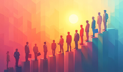 multicolored silhouettes of people on a colored background