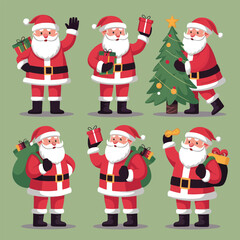 Christmas Santa Claus Vector Characters Bundle for Holiday Art and Graphic Design Projects.