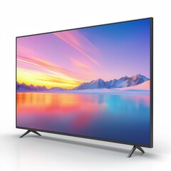 Fototapeta premium Ultrawide lcd monitor screen isolated on white background, Front view of television or computer screen on white background with work path.