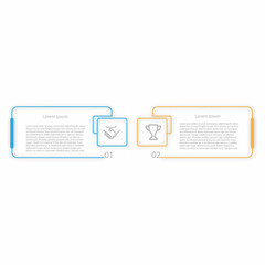2 Steps Infographic Design Template - Chart, Pie chart, workflow layout, scrum diagram, brochure, report, presentation, web design Vector Illustration