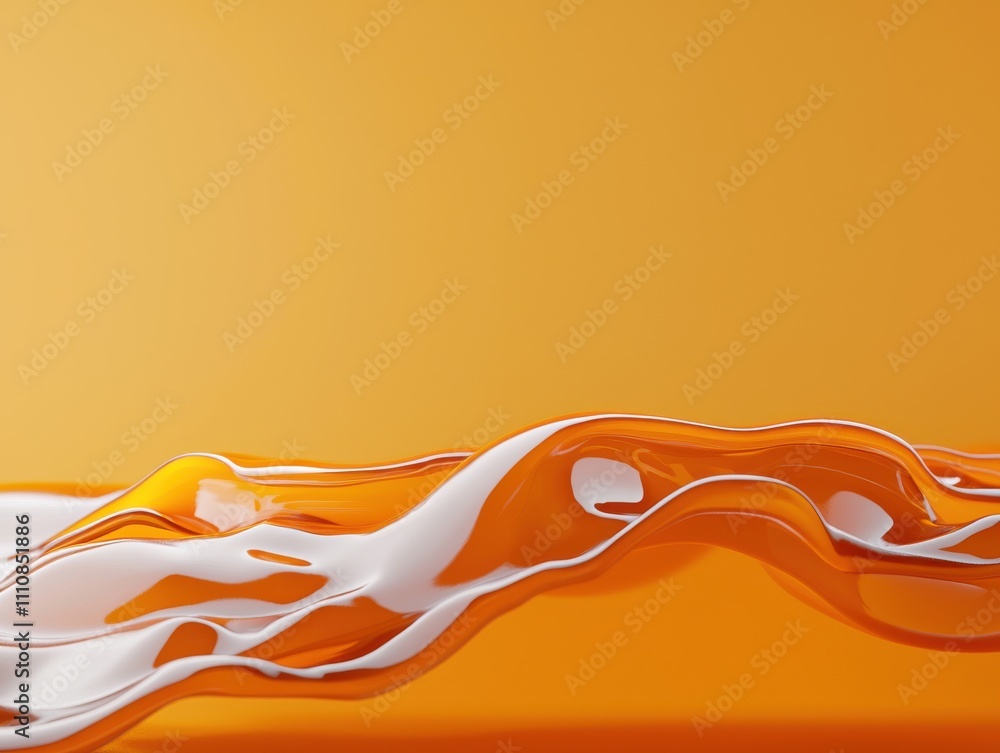 Fototapete A vibrant orange surface with flowing white patterns, creating a dynamic and abstract visual effect against a solid orange background.