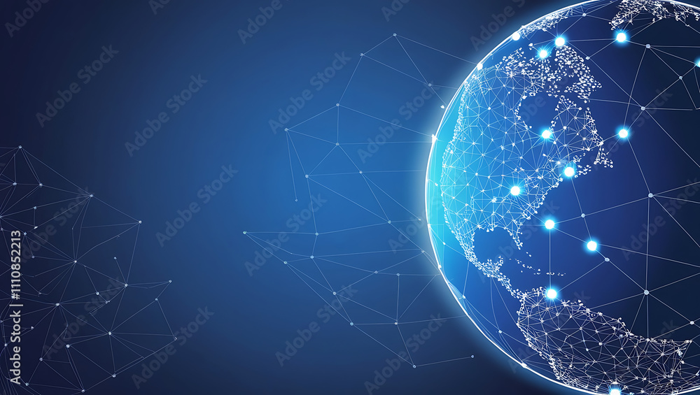 Aufkleber networked globe symbolizing global connectivity and technology background, digital globe with networ