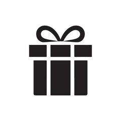 Christmas Holiday Vector Icon - Silhouette of Gift Box with Bow