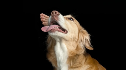 Fototapeta premium A Captivating Portrait of a Light Brown Dog with a Touch of Human Affection
