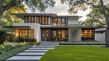 A sleek, modern home with outside shutters on windows, creating a balance of privacy, style, and functionality in its contemporary design.