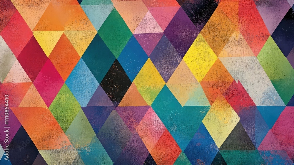Poster tessellating triangle pattern with alternating bright and dark colors