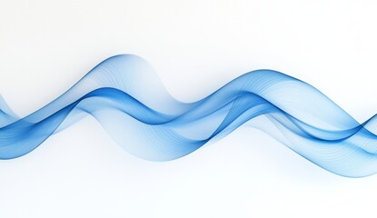 Obraz premium 3D Render of Blue Wavy Lines on White Background with Depth of Field