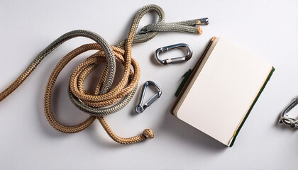 Exploring sailing knots with a guidebook and rope on a flat surface in a well-lit indoor setting