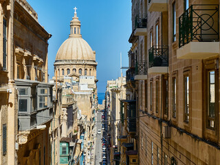 Cityscape of Valletta with St. Paul's Cathedral, Malta