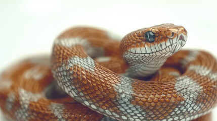 Obraz premium stunning close-up of a brown and white corn snake revealing intricate scales and textures in wildlife photography