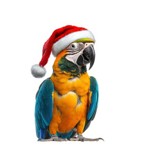 Festive Blue-and-gold Macaw in Santa Hat