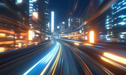 Fototapeta premium Fast train in motion. Concepts of transportation, travel, logistics, and tourism,
