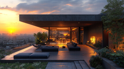 Stunning Modern Penthouse with City Views at Sunset © Photo Find