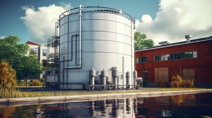 A photo of a building with a rainwater harvesting