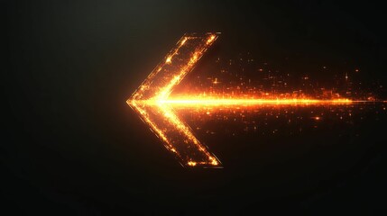 Glowing Fiery Arrow Points Leftward Across Dark Background