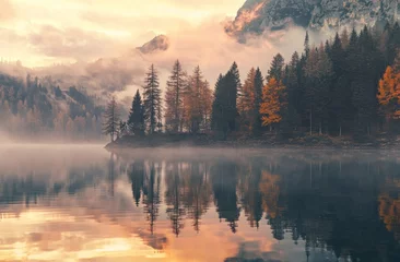 Misty Mountain Lake at Sunrise