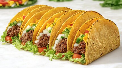 Delicious Tacos Filled with Meat and Fresh Vegetables