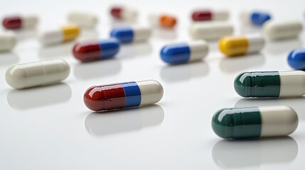 Exploring health solutions capsules and pills for wellness pharmacy setting close-up view medical conceptualization