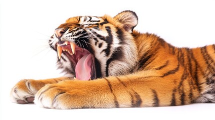 Majestic Tiger Yawning with Sharp Teeth Displayed