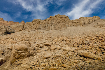Wadi Arugot National Park is a desolate rocky landscape